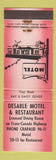 Matchbook Cover - Desable Motel Restaurant Trans Canada Highway WEAR