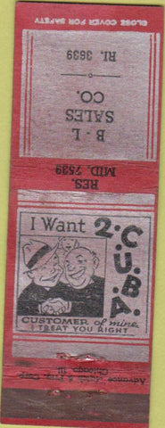 Matchbook Cover - BL Sales Co Advance NO TOWN WEAR