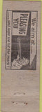 Matchbook Cover - BL Sales Co Advance NO TOWN WEAR