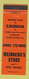 Matchbook Cover - Weinberg's Store Toto IN