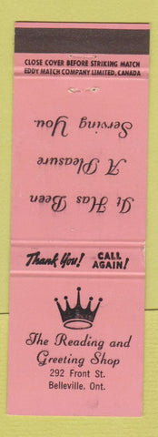 Matchbook Cover - Reading and Greeting Shop Belleville ON