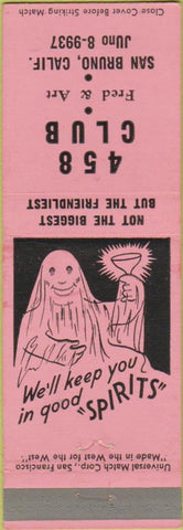Matchbook Cover - 458 Club San Bruno CA Ghost