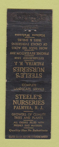 Matchbook Cover - Steele's Nurseries Palmyra NJ trees plants WEAR