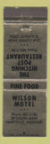 Matchbook Cover - Wilson Motel Hitching Post Restaurant Maryville MO WEAR
