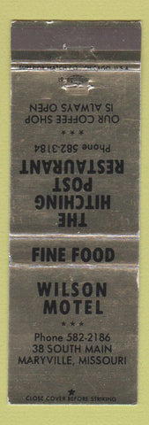 Matchbook Cover - Wilson Motel Hitching Post Restaurant Maryville MO WEAR