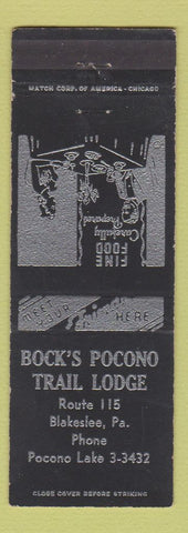 Matchbook Cover - Bock's Pocono Trail Lodge Blakeslee PA
