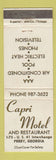 Matchbook Cover - Capri Motel Perry GA