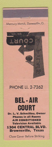 Matchbook Cover - Bel Air Court Motel Brownsville TX
