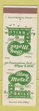 Matchbook Cover - Bay Motel and Grill Green Bay WI