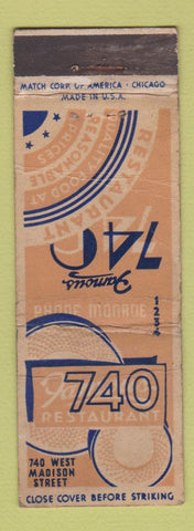 Matchbook Cover - 740 Restaurant Chicago? WORN