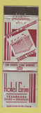 Matchbook Cover - Hotel Grim Texarkana TX AR