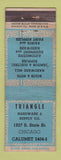 Matchbook Cover - Triangle Hardware and Supply Chicago IL ARROW WEAR