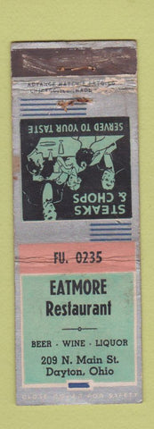Matchbook Cover - Eatmore Restaurant Dayton OH ADVANCE WORN