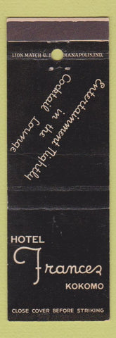 Matchbook Cover - Hotel Frances Kokomo IN