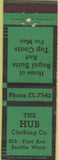 Matchbook Cover - The Hub Clothing Co Seattle WA
