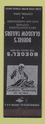 Matchbook Cover - Boegel's Glasgow Tailors Clinton IA men's clothes