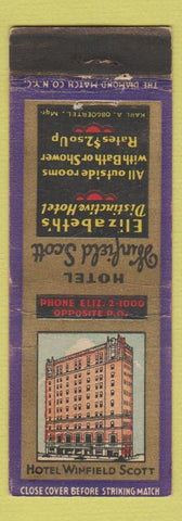 Matchbook Cover - Hotel Winfield Scott Elizabeth NJ WEAR