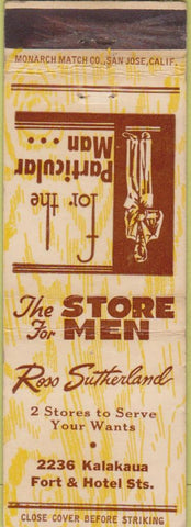 Matchbook Cover - Ross Sutherland Men's clothes Honolulu HI