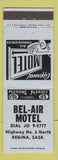 Matchbook Cover - Bel Air Motel Regina SK
