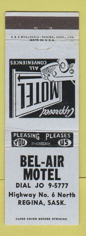 Matchbook Cover - Bel Air Motel Regina SK