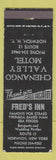 Matchbook Cover - Chenango Valley Motel Norwich NY Fred's Inn