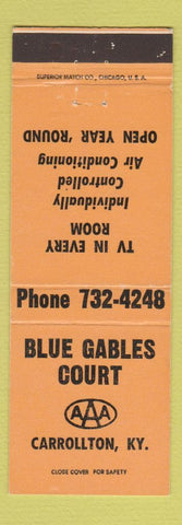 Matchbook Cover - Blue Gables Court Motel Carrollton KY ORANGE