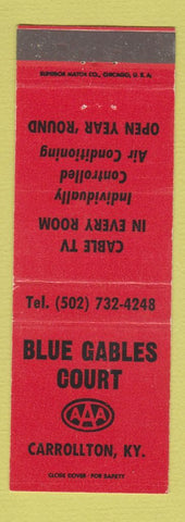 Matchbook Cover - Blue Gables Court Motel Carrollton KY RED