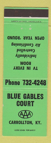 Matchbook Cover - Blue Gables Court Motel Carrollton KY GREEN