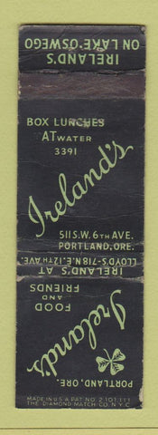 Matchbook Cover - Ireland's Restaurant Portland OR WORN
