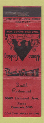 Matchbook Cover - Zenith Restaurant Chicago IL WEAR