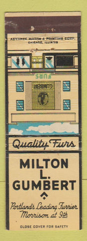 Matchbook Cover - Milton Gumbert Furs Portland OR ADVANCE