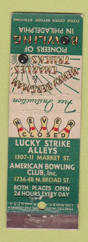 Matchbook Cover - Henry Bergman Charles Trucks Bowling Philadelphia PA feature