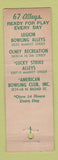 Matchbook Cover - Henry Bergman Charles Trucks Bowling Philadelphia PA feature