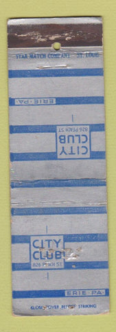 Matchbook Cover - City Club Erie PA STAR MATCH POOR PINHOLES