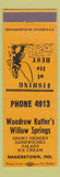 Matchbook Cover - Woodrow Kutter's Willow Springs Hagerstown IN YELLOW
