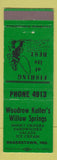 Matchbook Cover - Woodrow Kutter's Willow Springs Hagerstown IN GREEN