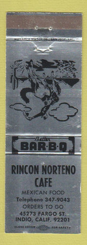 Matchbook Cover - Rincon Norteno Cafe Indio CA Mexican