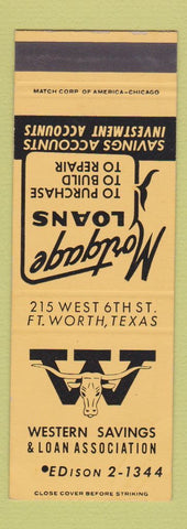 Matchbook Cover - Western Savings and Loan Fort Worth TX SAMPLE
