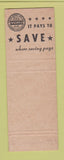 Matchbook Cover - Western Savings and Loan Fort Worth TX SAMPLE