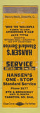 Matchbook Cover - Hansen's Standard oil gas Yankton SD WEAR