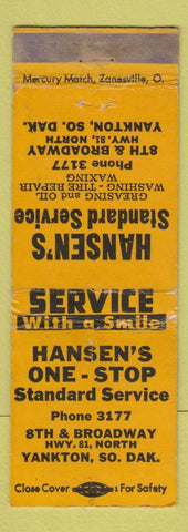 Matchbook Cover - Hansen's Standard oil gas Yankton SD WEAR