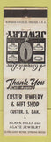 Matchbook Cover - Custer Jewelry Gift Shop Custer SD WEAR
