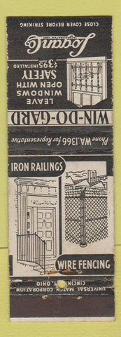 Matchbook Cover - Logan Window Guard Fencing Louisville KY WEAR