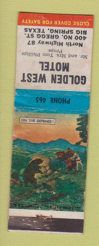 Matchbook Cover - Golden West Motel Big Spring TX WORN