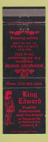 Matchbook Cover - King Edward Restaurant Lombard IL