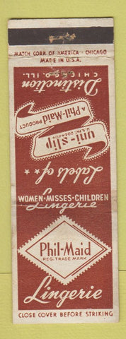 Matchbook Cover - Phil Maid Lingerie Chicago IL