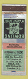Matchbook Cover - Bergman and Trucks Bowling Camden NJ Philadelphia PA ADVANCE