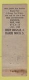 Matchbook Cover - Bergman and Trucks Bowling Camden NJ Philadelphia PA ADVANCE