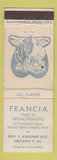 Matchbook Cover - Francia Bridal Clothes Chicago IL WEAR