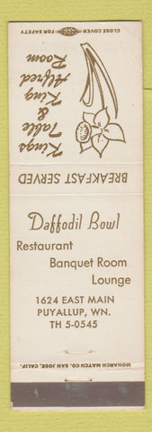 Matchbook Cover - Kings Table and King Alfred Room Daffodil Bowl Puyallup WA